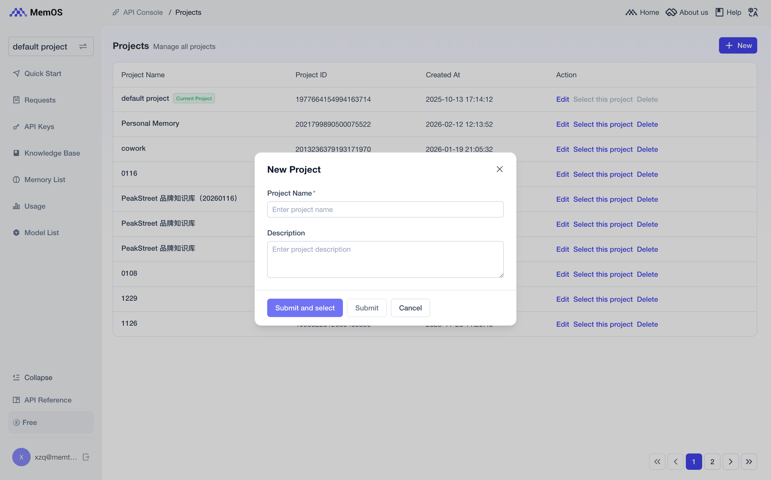 Delete project confirmation